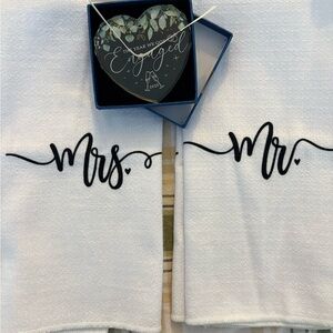 Mr. and Mrs. White Hand Towels